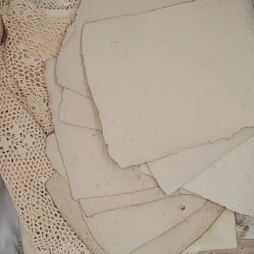 Heavy Weight Handmade Papers with Floral Inclusions, 10 Thick Sheets